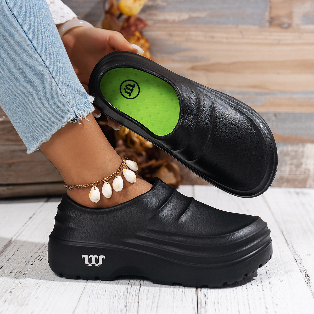 Home Cooking Oil - Women's Thick-Soled Kitchen Slippers, Oil-Proof, Waterproof,