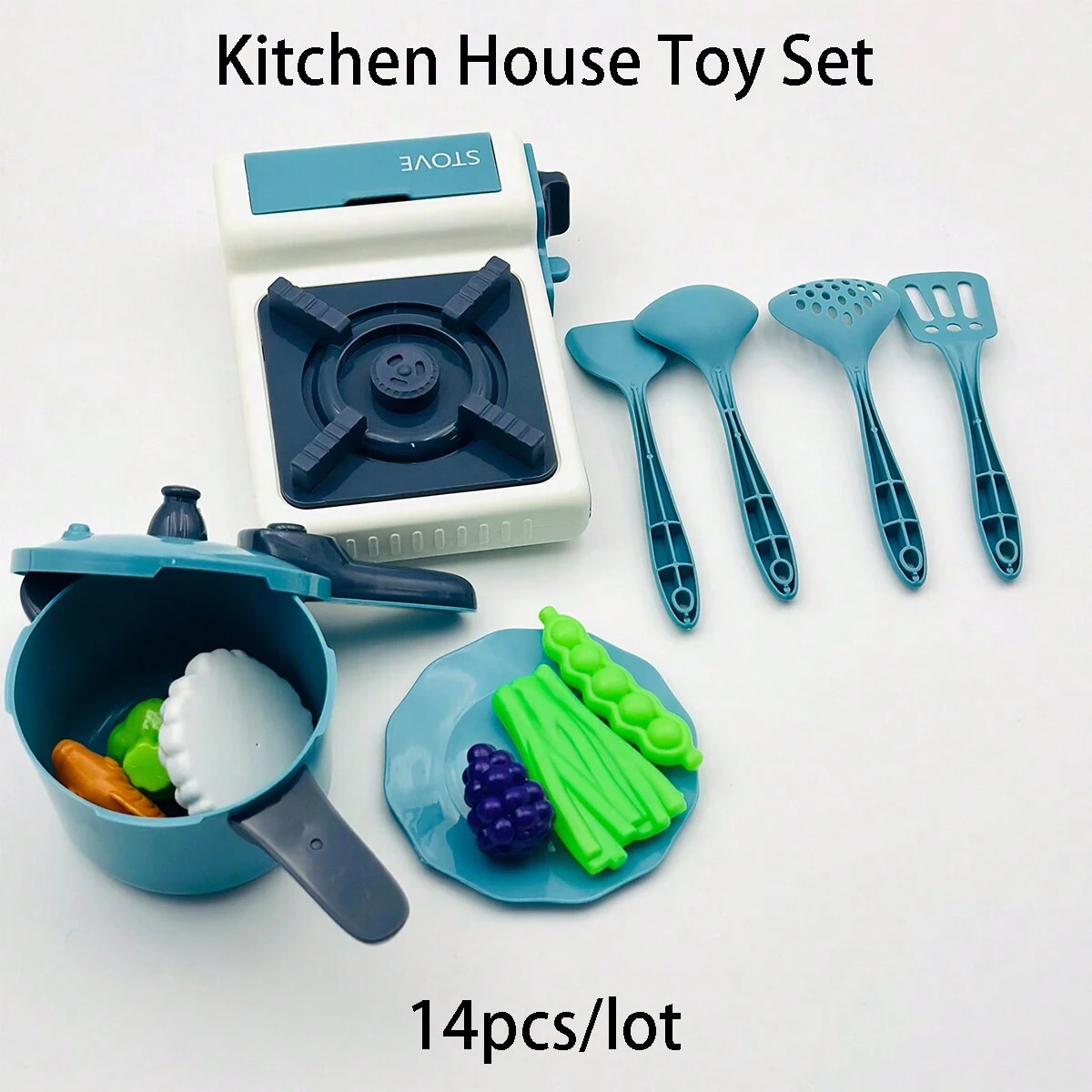 Home Cooking Game - 14Pcs Kids Kitchen Pretend Play Set