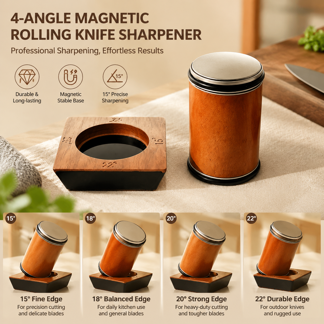 Home Cooking Chef - Rolling Knife Sharpener 12/ 15/ 20/