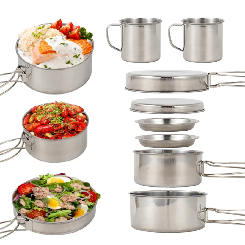 8pcs/Set Camping Cookware Mess - Paella Pan Steel recensione e prezzo