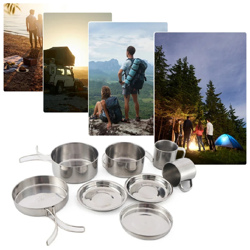 8pcs/Set Camping Cookware Mess - Paella Pan Steel recensione e prezzo