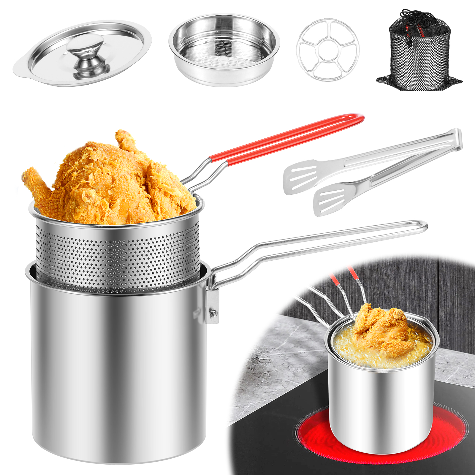 Deep Fryer Pots Stainless Stee - Home Cooking Oil recensione e prezzo