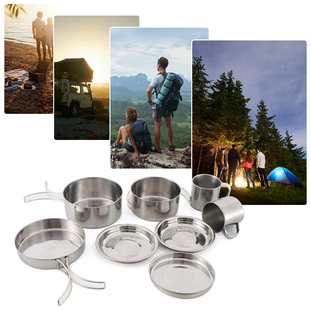 8pcs/Set Camping Cookware Mess - Paella Pan Steel recensione e prezzo