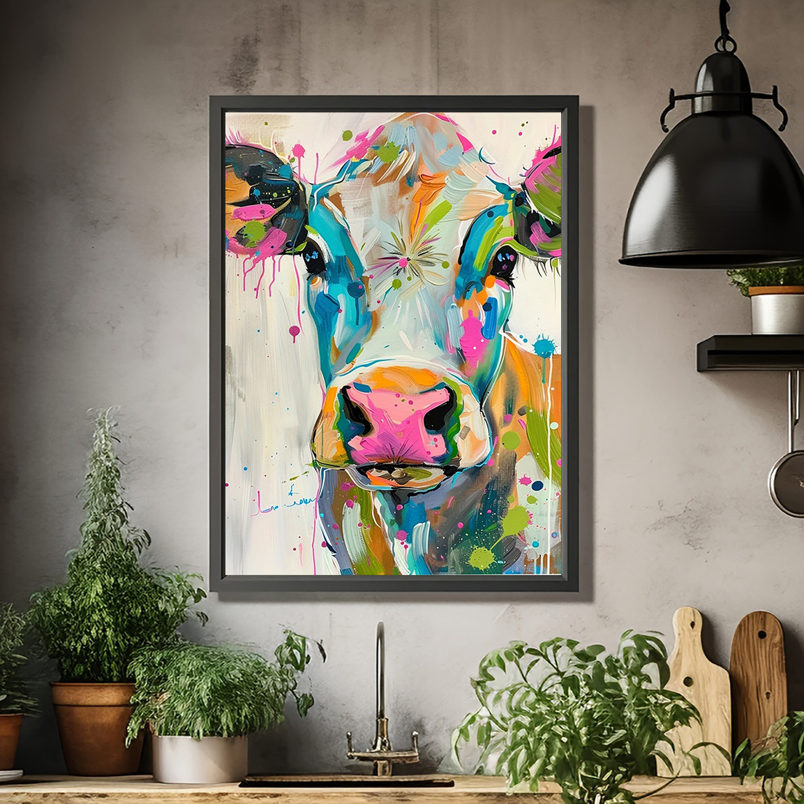 Colorful Cow Canvas Art Print  - Home Cooking Oil recensione e prezzo